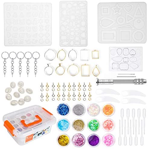 DIYcraft Resin Jewelry Molds, 4Pcs Silicone Jewelry Molds for Epoxy Resin,UV Resin, Resin Casting Molds for Jewelry Making Including Pendant, Bracelet, Earring, Diamond Molds: Arts, Crafts & Sewing