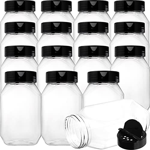 RoyalHouse 12 Pack 5.5 Oz Plastic Spice Jars with Black Cap, Clear and Safe  Plastic Bottle Containers with Shaker Lids for Storing Spice, Herbs and