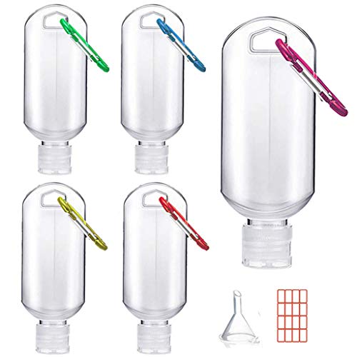 5 Packs Travel Plastic Clear Keychain Bottles, Leakproof Empty Refillable Hand Sanitizer Keychain Bottles Small Flip Cap Squeeze Containers for Outdoor Activities, School Supplies Liquids Bottles : Beauty