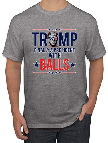 Trump Finally a President with Balls USA Glasses KAG 2020 | Mens Political Graphic T-Shirt: Clothing