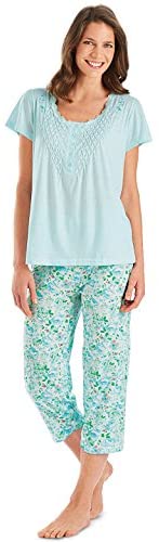 Carol Wright Gifts Pajama Set for Women with Capris - Short Sleeve Sleepwear Pjs Sets Available in Small to 4XL at Women’s Clothing store