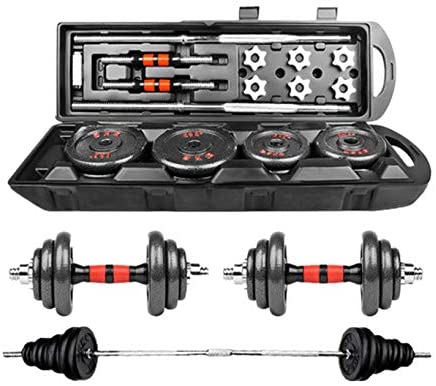 ALIKEEY Dumbbell, Adjustable Weight Dumbbell Set Free Weight Set with Connecting Rod Barbell Lifting Rod Detachable Body Exercise 50Kg/110Lb (Black) : Sports & Outdoors