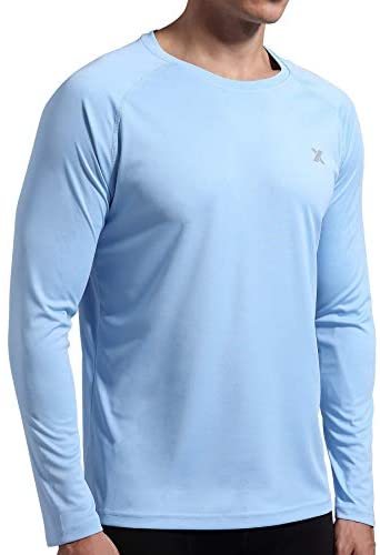 Xtansuo Men's UPF 50+ UV Shirt Long Sleeve Performance Outdoor Rash Guard T-Shirt for Fishing Hiking Running: Clothing