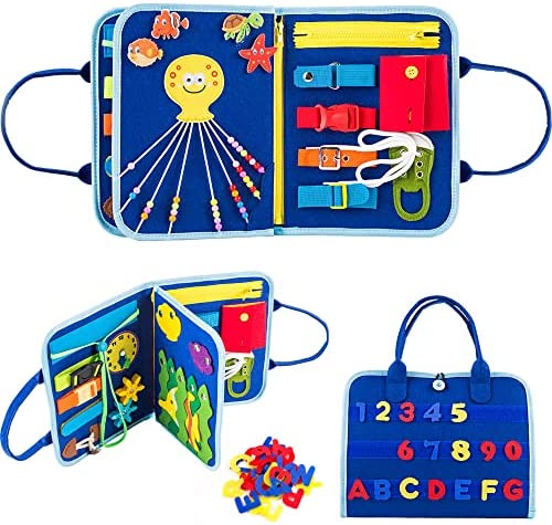 Busy Board, Toddler Travel Toys, Quiet Book, Sensory Toys for