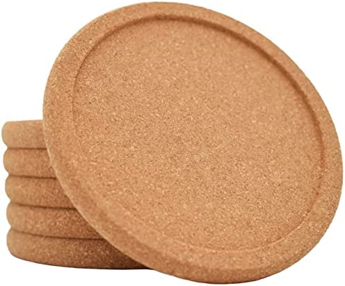 Acacia Wood Coasters for Drinks, 4.13 Inch, Set of 6, Absorbent