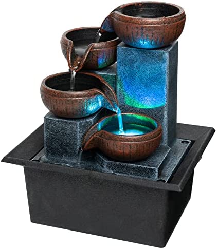 Bits and Pieces - Indoor/Outdoor Iridescent Glass Butterfly Fountain - Zen Tabletop Water Fountain