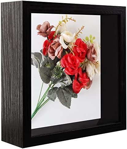 GraduationMall 8x8 Shadow Box Frame Solid Wood Glass Door Display