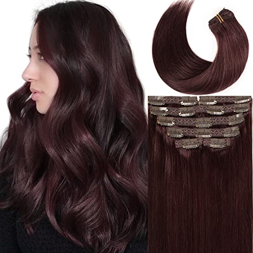 REECHO Halo Hair Extensions Clips in Curly Wavy Secret - 20in Dark Reddish  Brown