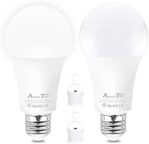 Neporal 4 Pack Emergency Rechargeable Light Bulbs with hook, Daylight, 15W,  80W Equivalent