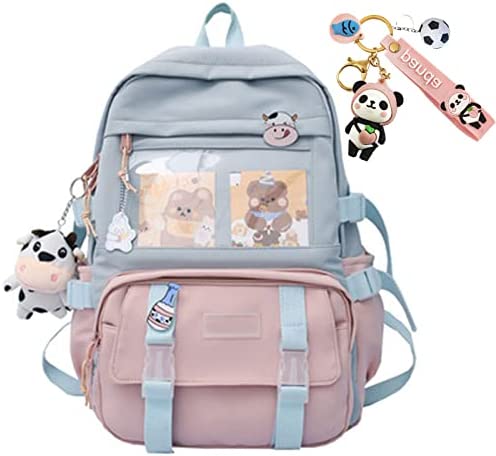 Freie Liebe Kawaii School Backpack for Girls Cute Aesthetic White