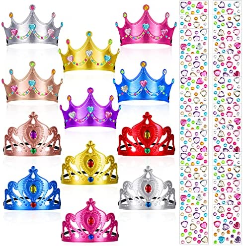 Butterfly Craze Princess Crown Comb Mini Tiara Hair Clips for Princess Party Favor 12 Pcs