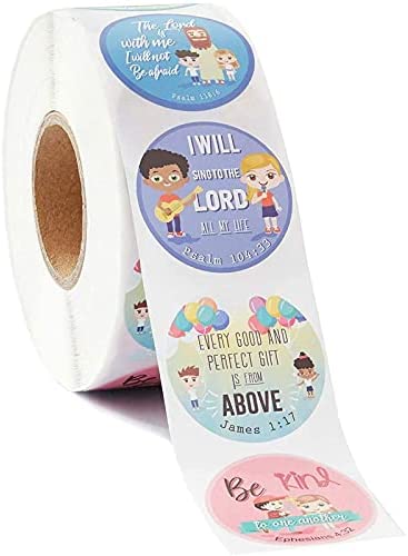 1200 Christian Prayer Faith Bible Verse Stickers in 16 Designs with Perforation Line (Each Measures 1.5 inch in Diameter), Multicolor