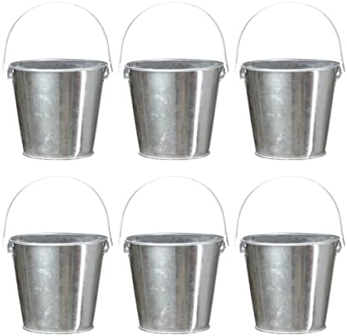Juvale 12 Pack Galvanized Buckets Metal Buckets with Handles for
