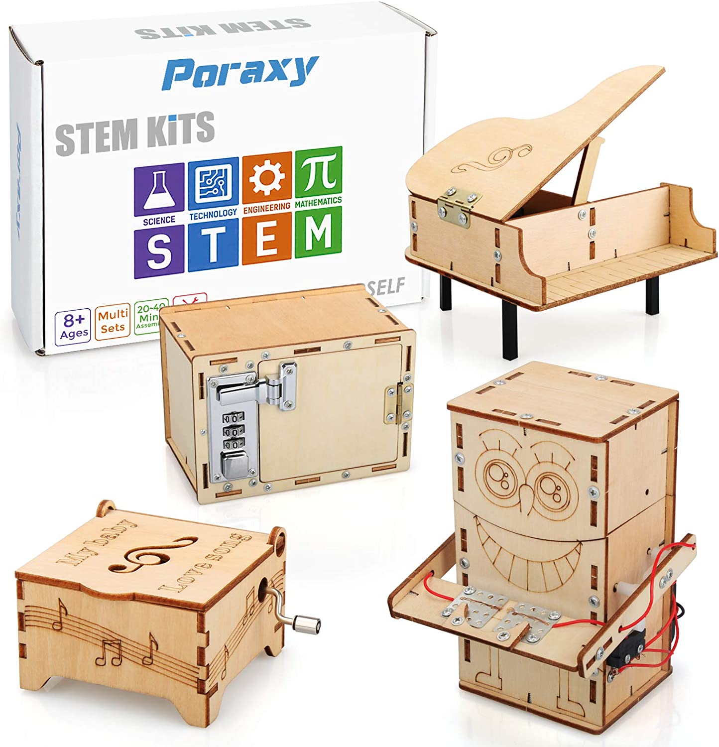 Dinosaur STEM Kits for Kids Ages 6-8-10-12, 4 in 1 Stem Projects, Wood  Building Toys for Boys Age 8-12, Build It Yourself Woodworking Kit, DIY 3D