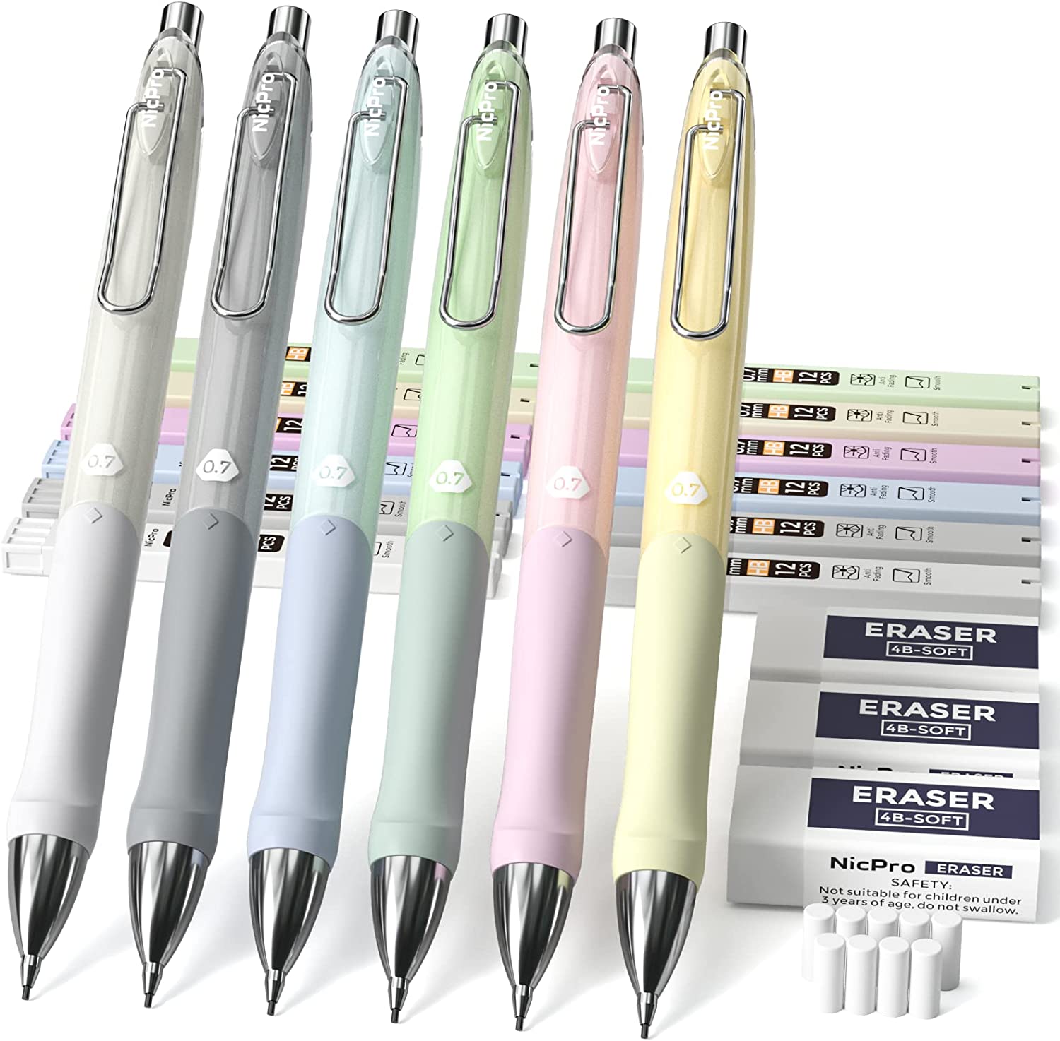 Molang Figure Cartridge Pencil 4pcs Set - Kawaii Korean Stationery, Cute  Refillable Mechanical Pencils, School & Office Supplies, Smooth Writing
