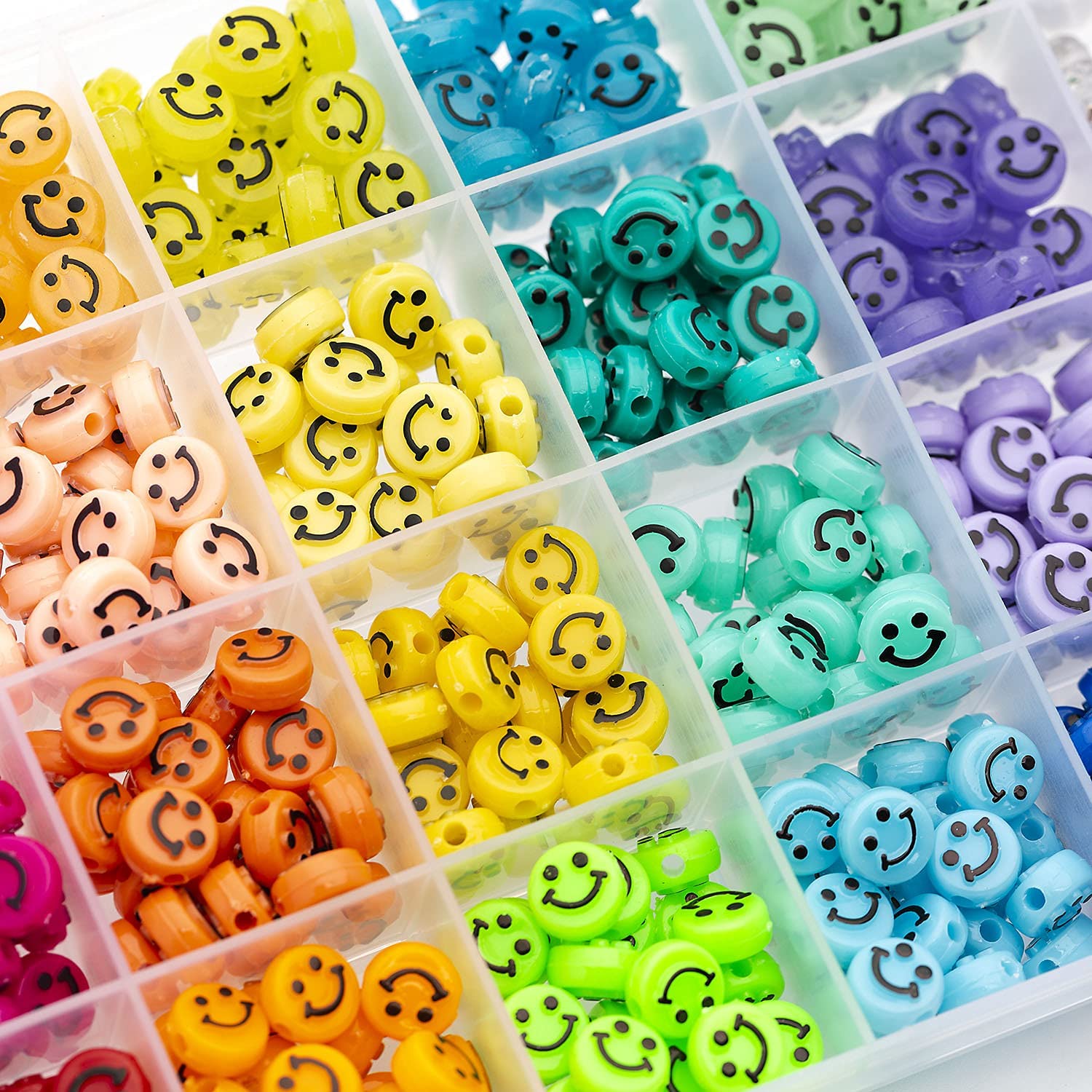 200pcs Mixed Fruit Spacer Beads Smiley Face Beads Color Polymer
