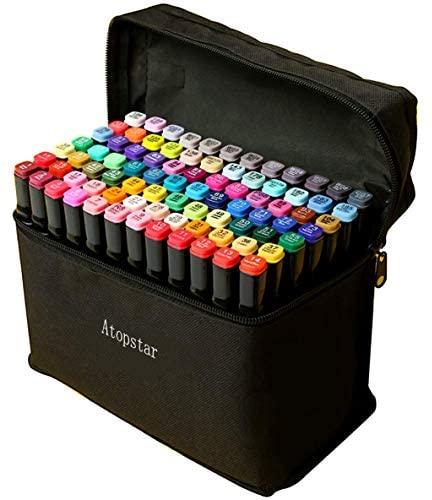  ATOPSTAR 262 Colors Alcohol Markers Artist Drawing Art Markers  for Kids Dual Tip Markers for Adult Coloring Painting Supplies Perfect for  Kids Boys Girls Students Adult Gift(262 Black Shell) 