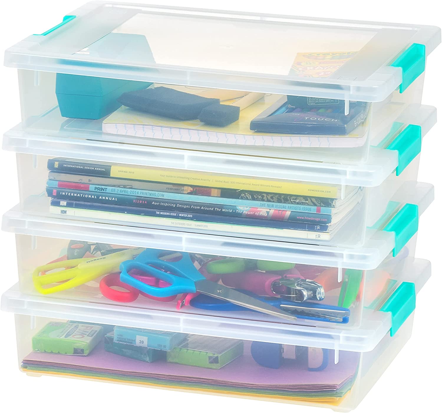 iBune 4 Pack 12x12 Paper Storage Scrapbook Storage Box for 12 x 12 Paper  Po