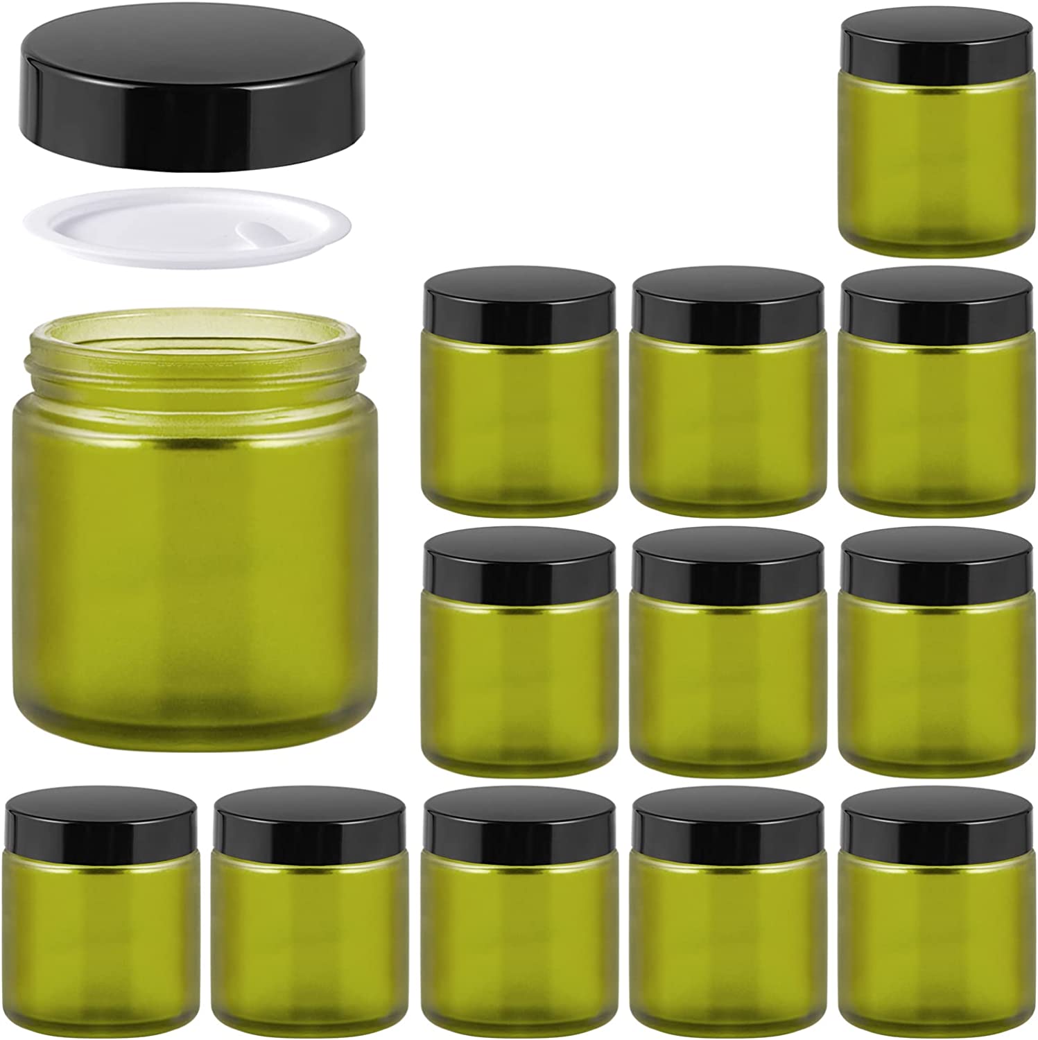 Vivaplex, 12, Green, 8 oz Glass Bottles, with Lids