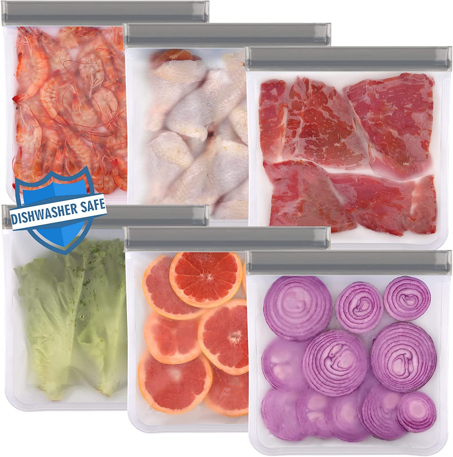 12pcs Reusable Stand-up Food Storage Bags, Fda-grade Reusable Sandwich Bags,  3pcs Reusable Gallon Bags+4pcs Reusable Freezer Bags+5pcs Reusable Bags For  Meat, Fruit, Cereal, Snacks