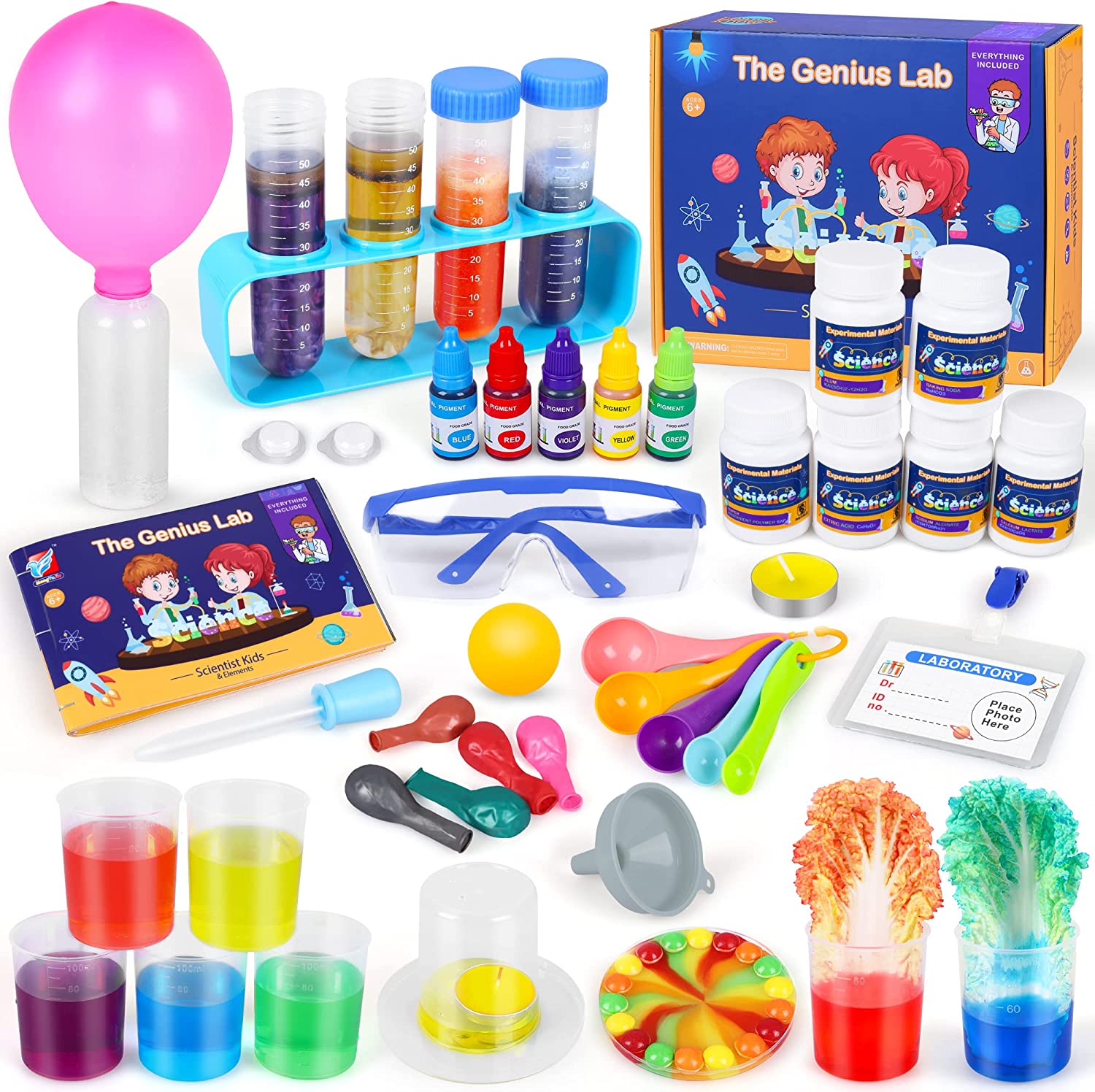  UNGLINGA 30 Experiments Science Kit for Kids with Lab Coat,  Chemistry Set STEM Toys Gifts for 3 4 5 6 7 8 9 10 Years Old Boys Girls,  Scientist Costume Role Play Tools Educational Learning Set : Toys & Games