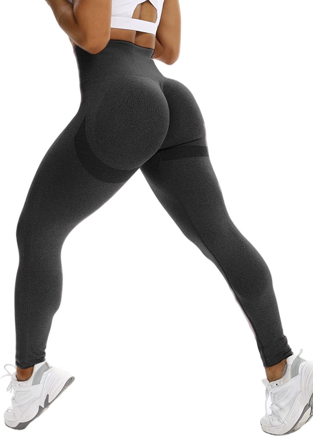YEOREO Women High Waist Seamless Workout Leggings Gym Smile