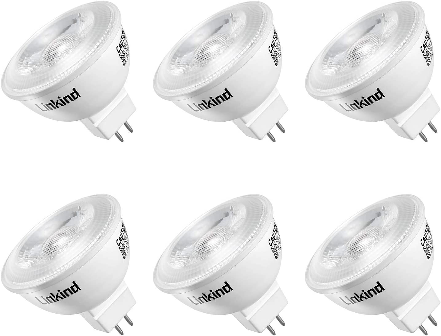 Linkind LED Light Bulb Dimmable, 6.5W (70W Equivalent), MR16 GU5.3 Bi-Pin  Base LED Bulbs, 3000K Warm White 640lm Light Bulbs, Recessed, Tracking  Lights, 12V Low Voltage, 6-Pack 