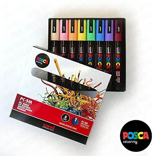 In Gift Box POSCA Colouring PC-5M Pastel Coloured Set of 8 