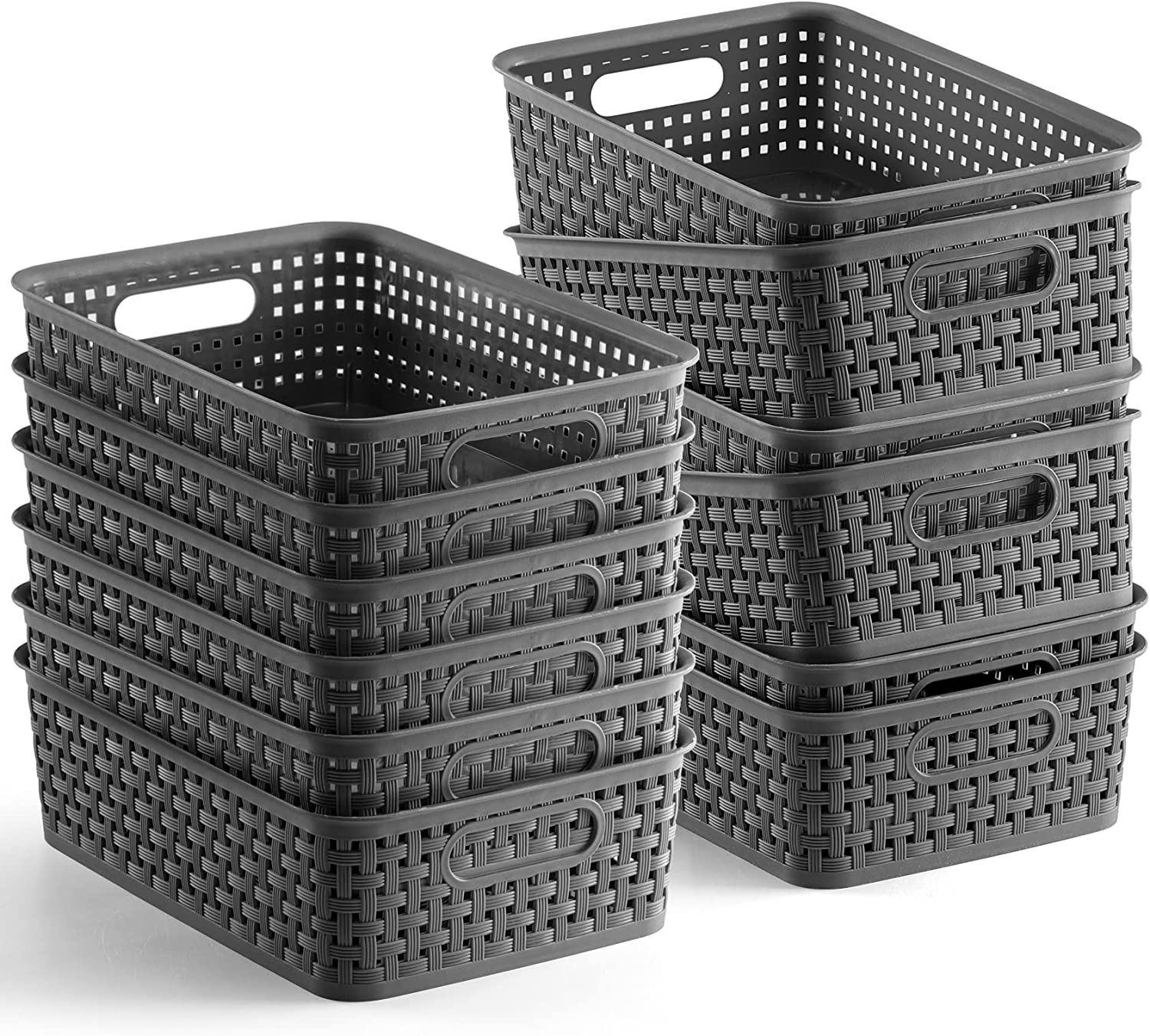 SANNO 14 Stackable Baskets Pantry Bins Storage Baskets Metal Wire Basket,  Storage Organizer Basket Open Front for Kitchen Cabinets, Pantry, Closets