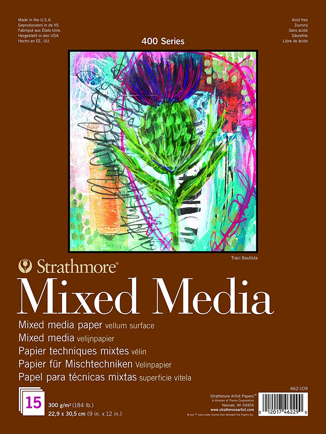 Strathmore Mixed Media Vellum Spiral Paper Pad 9X12-40 Sheets -62362900 &  455-3, 400 Series Sketch Pad, 9x12 Wire Bound, 100 Sheets, White