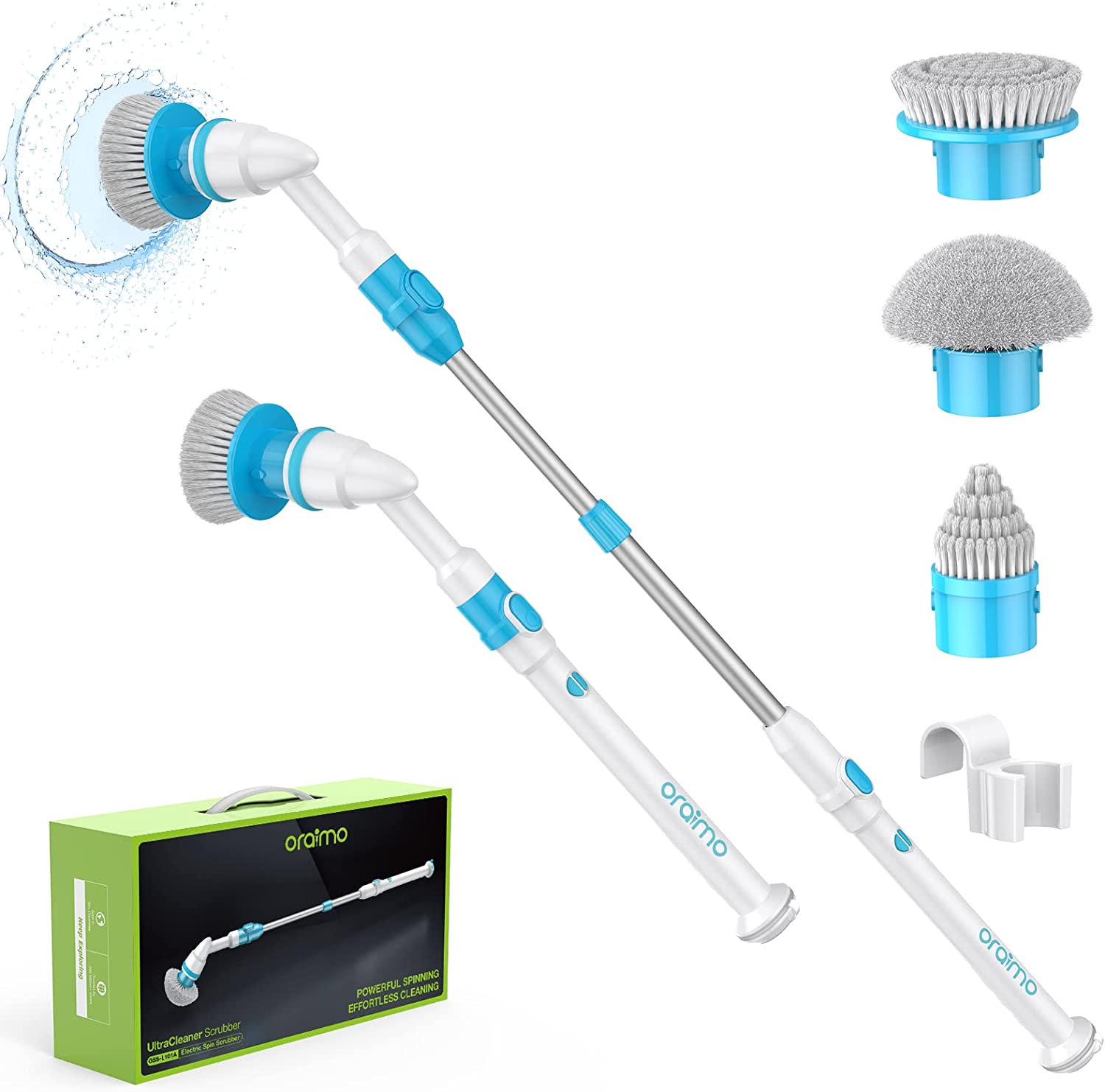 Geniani Electric Spin Scrubber - 360 Cordless Powerful Scrub Brush for Cleaning Bathroom, Tile, Floor, Tub and Shower with Adjustable Extension