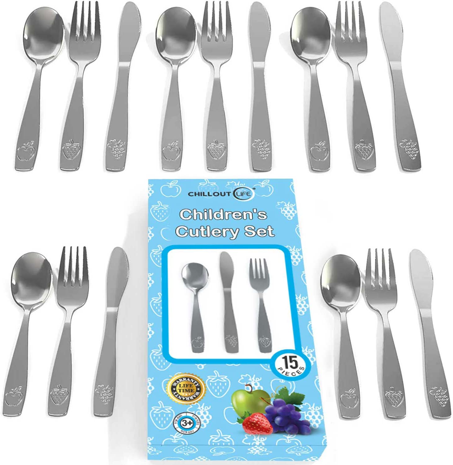 Poylim kids silverware, poylim stainless steel children flatware set,  toddler utensils set of 2, rainbow