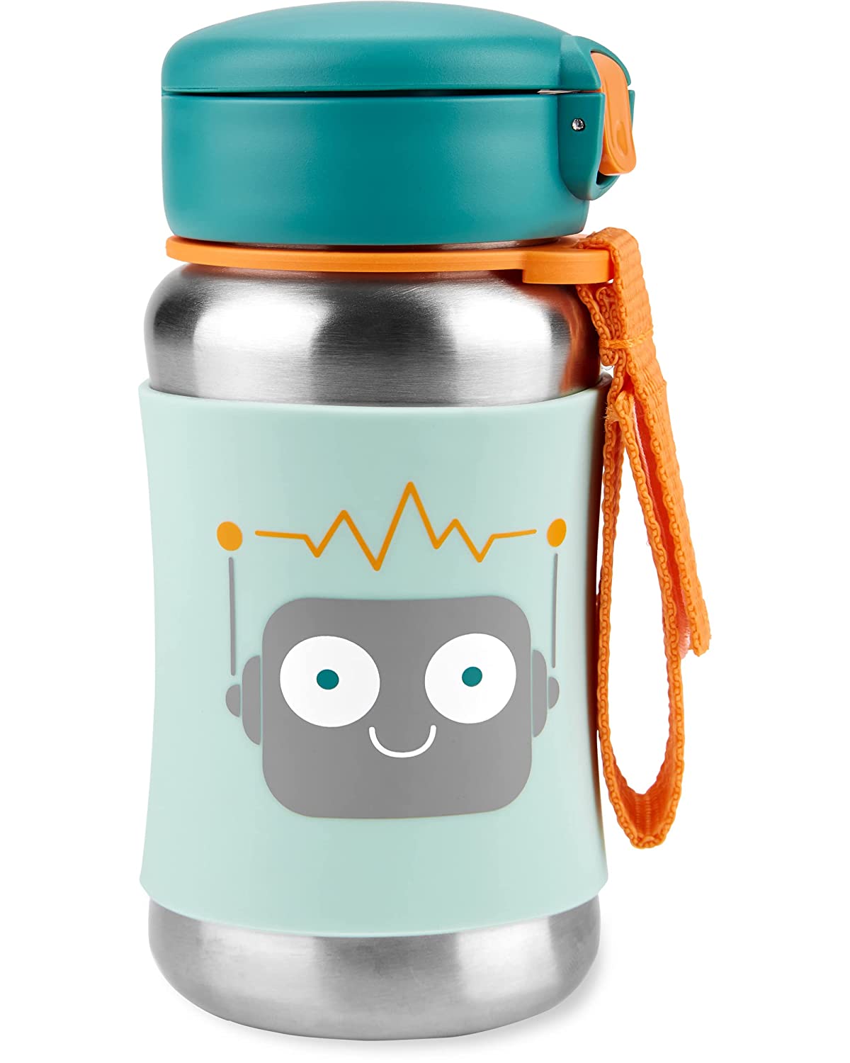 BOZ Kids Insulated Water Bottle with Straw Lid, Stainless Steel (Shark)