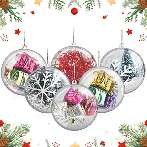 12 Pcs Clear Plastic Ornaments, Christmas Diy Ornaments,Clear Plastic  Fillable Balls Ornament, Christmas Tree Decor,3.15Inch Christmas Balls for  Christmas, Birthday, Wedding Decor (80 mm) 