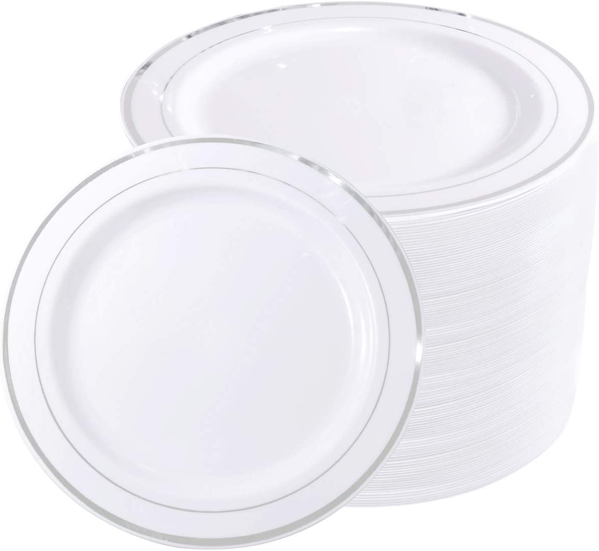 FLOWERCAT 60PCS Plates - Heavy Duty Plastic Plates Disposable for