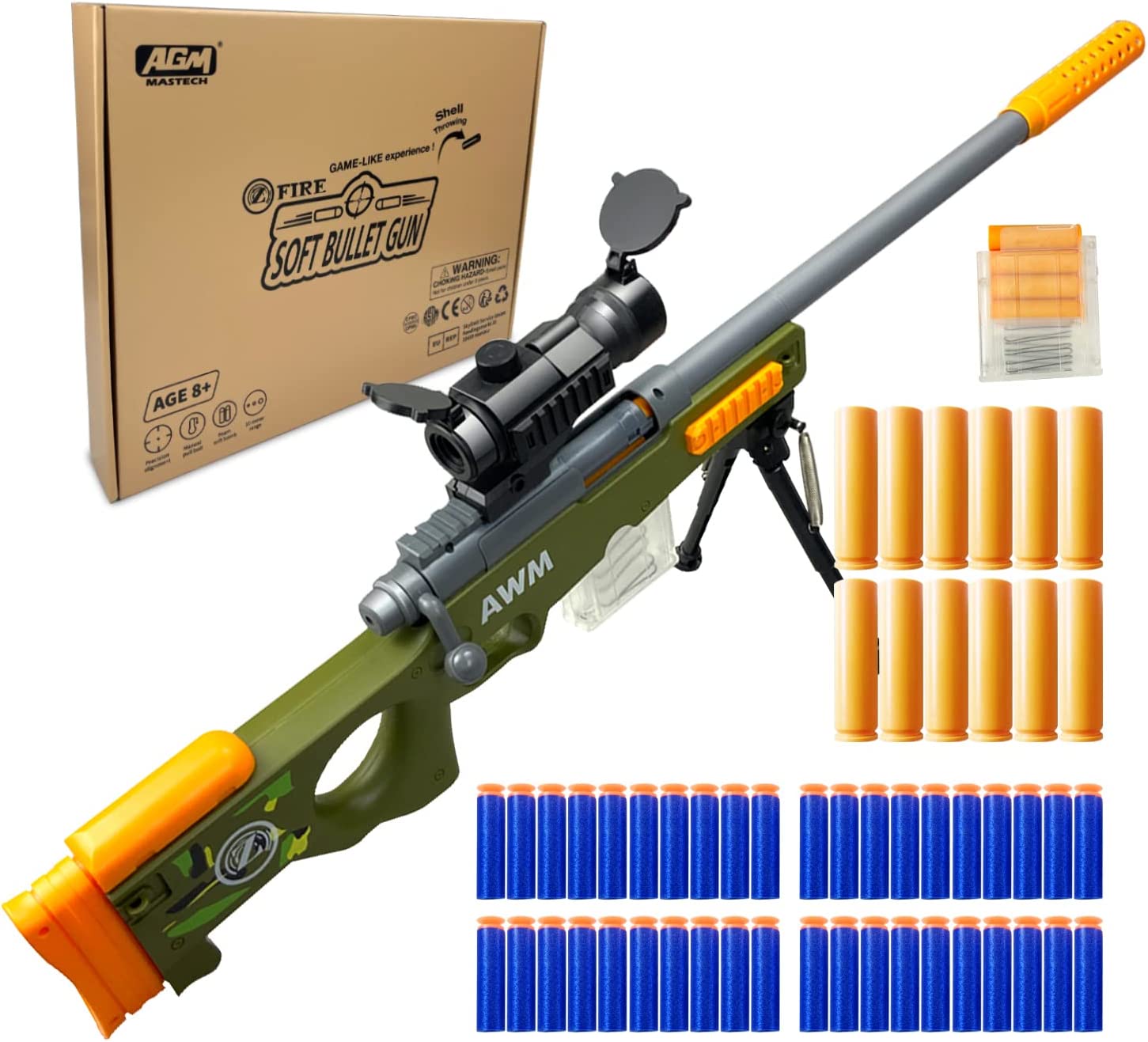 Nerf Gun Sniper Electric Toy Gun, 3 Modes Automatic Toy Foam Blower with  Bezel, with 2 Chargers, 100 Darts : : Toys