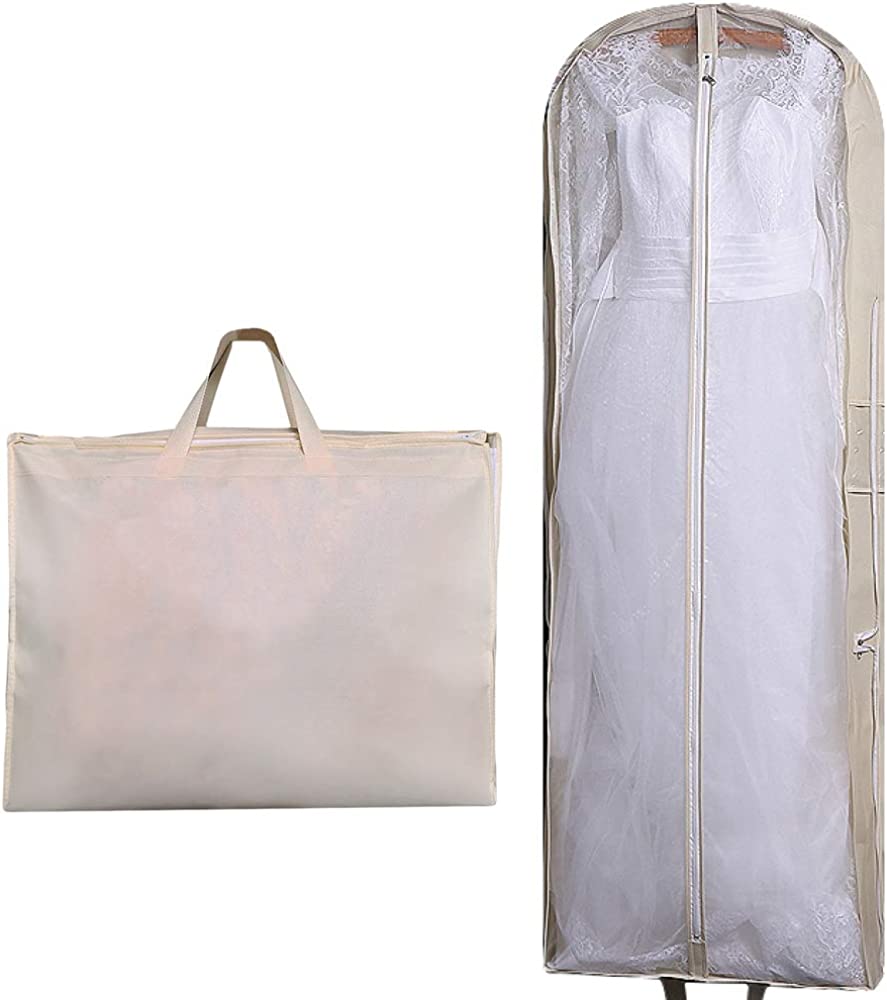 MISSLO Breathable Wedding Dress Garment Bag Zipper Pockets Handle