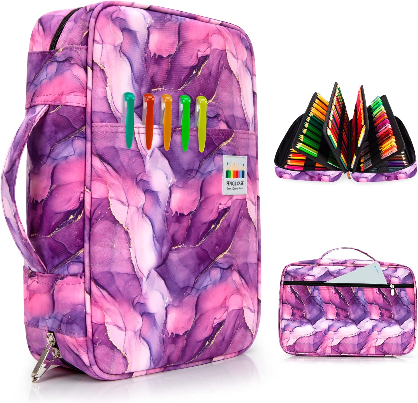 96/192 Slots Colored Pencil Case Large Capacity Pencil Holder Pen Organizer  Bag for Prismacolor Watercolor Coloring Pencils Gel Pens