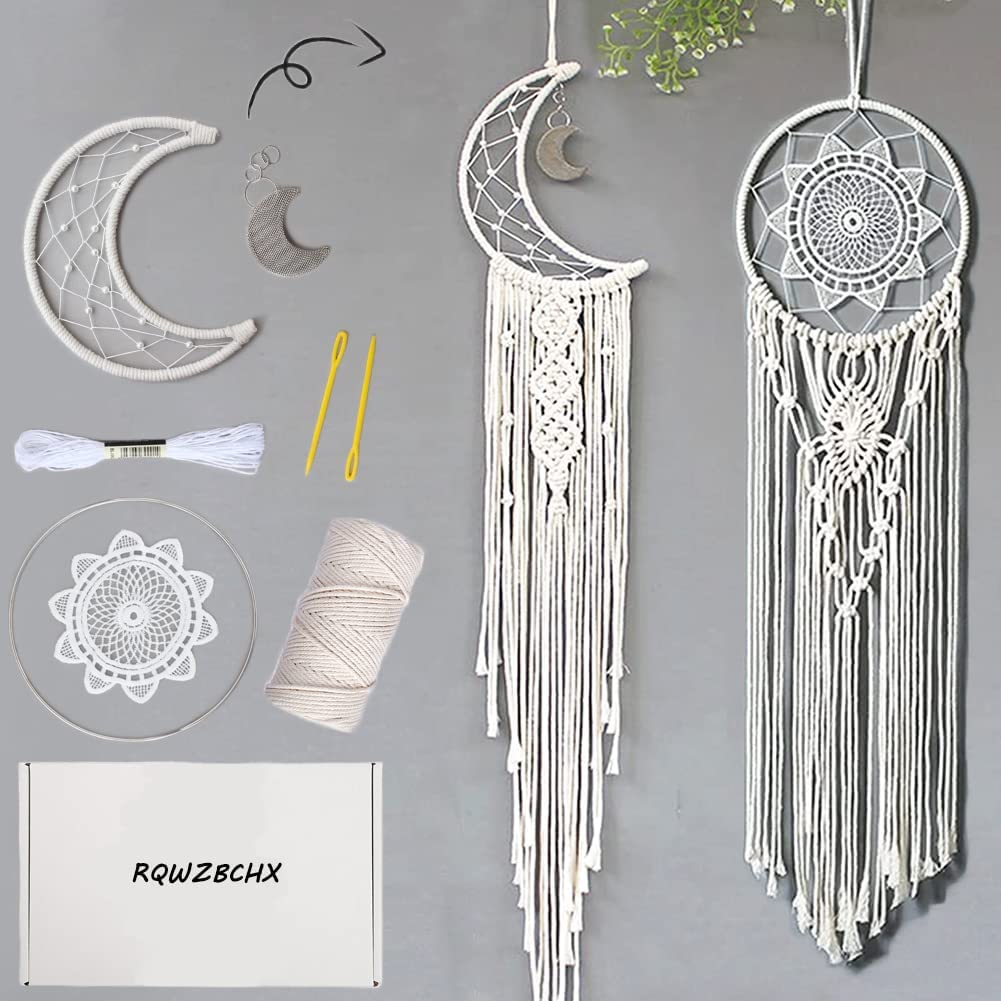  Macrame Kits for Adults Beginners, 2 in 1 Circle+Owl Macrame  Kit, Includes Macrame Cord and Instruction with Video, Macrame Wall Hanging  Supplies, Craft Kits for adults DIY Dream Catcher Kit 