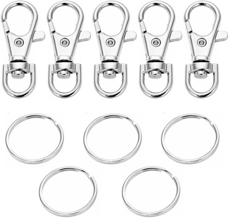 Paxcoo 100 Pcs Metal Swivel Lanyard Snap Hook with Key Rings (Large Size) :  : Home