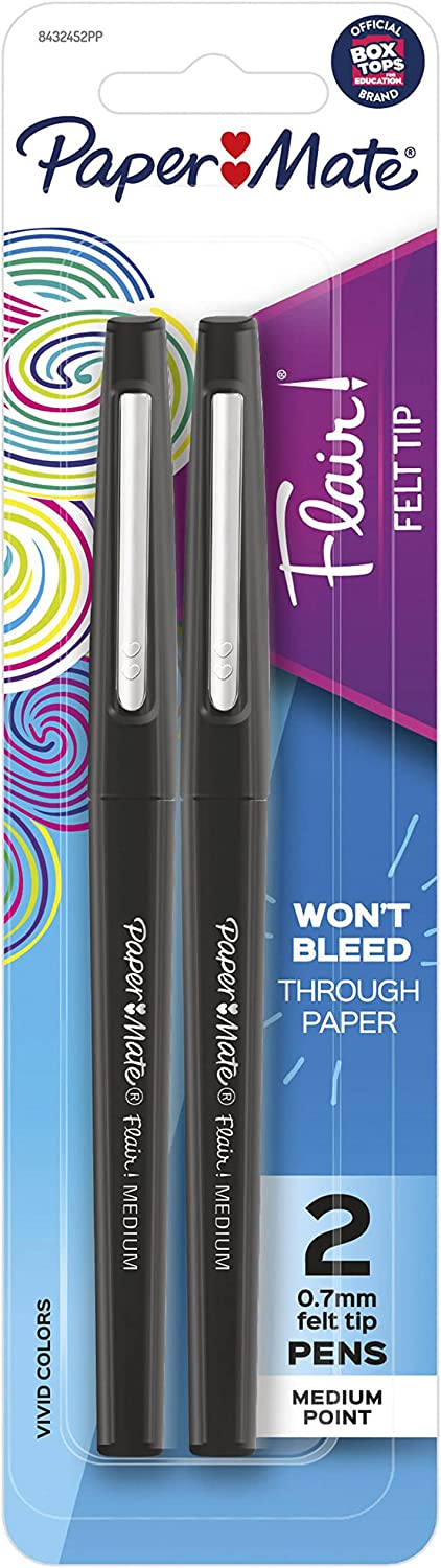 Mr. Pen- Pens, Felt Tip Pens, Black Pens, Pack of 6, Fast Dry, No Smear, Fine Point Pens Black, Black Felt Tip Pens, Bible Journaling Pens, Felt