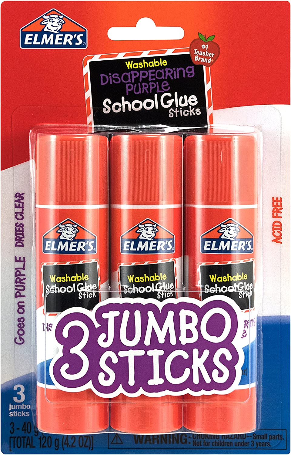 Elmer's All Purpose School Glue Sticks, Washable, 6g, 8 Count (E5004), White