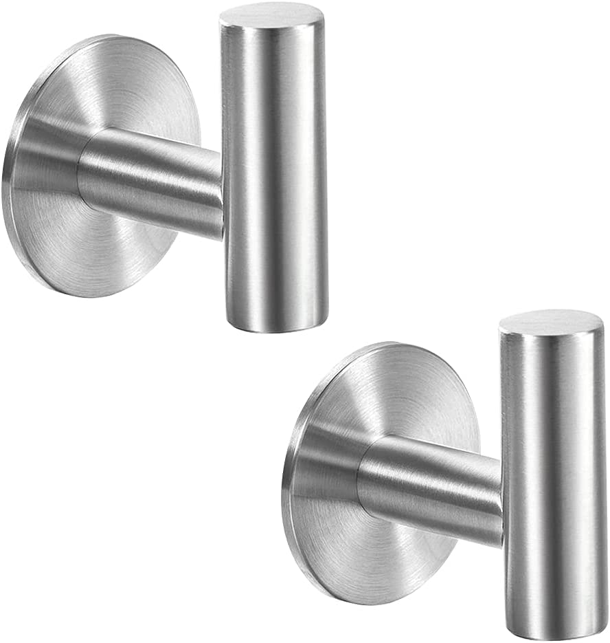 EAGMAK Towel Hooks for Bathroom, 4 Pack Adhesive Hooks, SUS304 Stainless  Steel Shower Hooks, Round Wall Hook Holder for Hanging Robe, Loofah, Coat