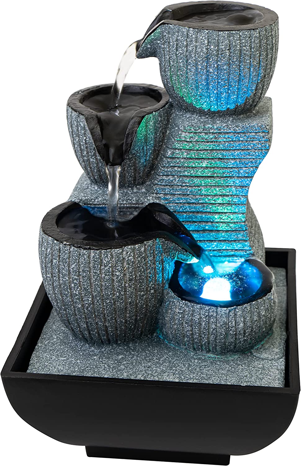 Bits and Pieces - Indoor/Outdoor Iridescent Glass Butterfly Fountain - Zen Tabletop Water Fountain