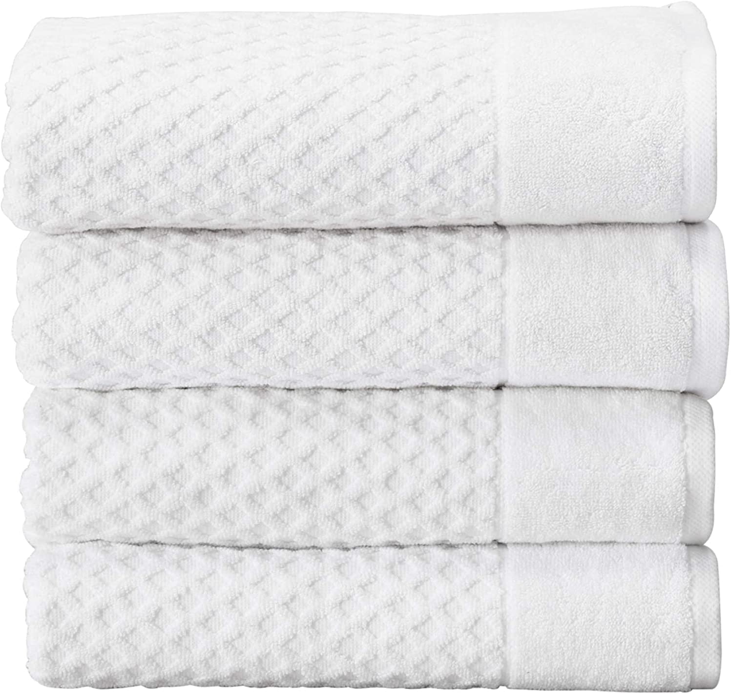COTTON CRAFT- Euro Spa Set of 4 Luxury Waffle Weave Bath Towels, Oversized  Pure Ringspun Cotton, 30 inch x 56 inch, White 4 Pack Bath Towel White