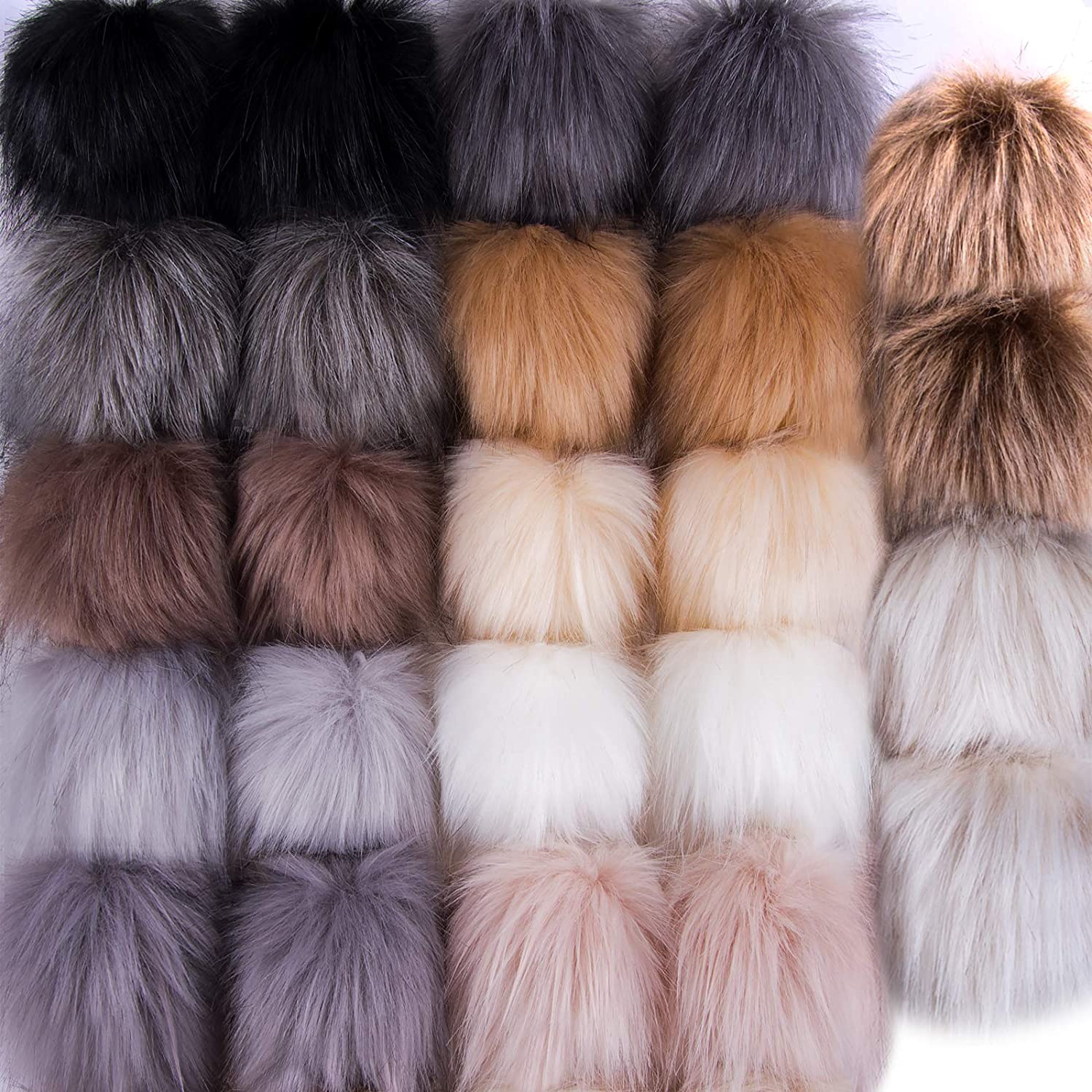 BQTQ 18 Pieces Pom Pom Keychain Faux Rabbit Fur Pom Pom Balls Key