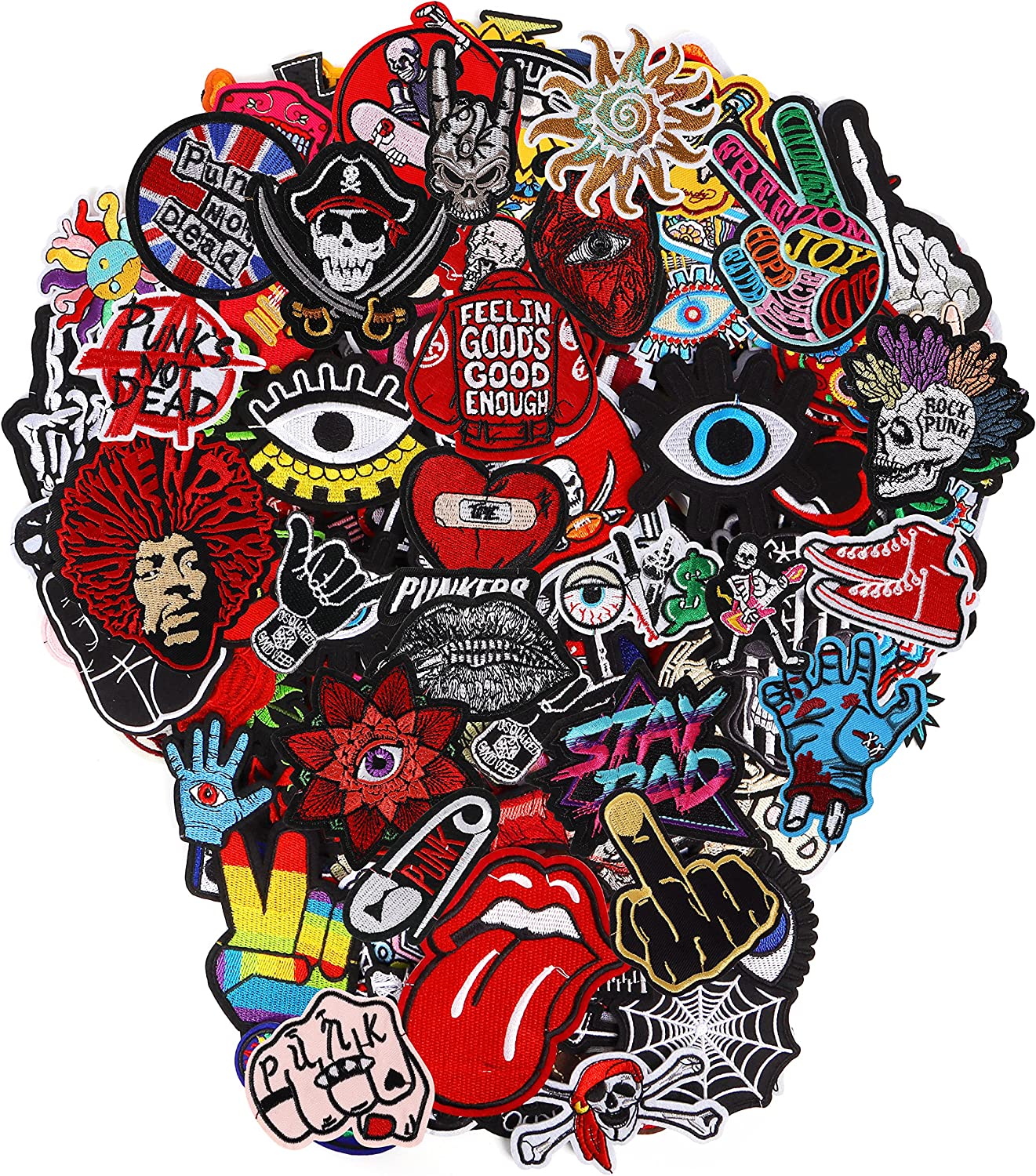  Meneng Embroidered Patches Iron-on Appliques: 30pcs Assorted  Cool Punk Embroidery Sew-on Patch for Jackets Clothing : Arts, Crafts &  Sewing