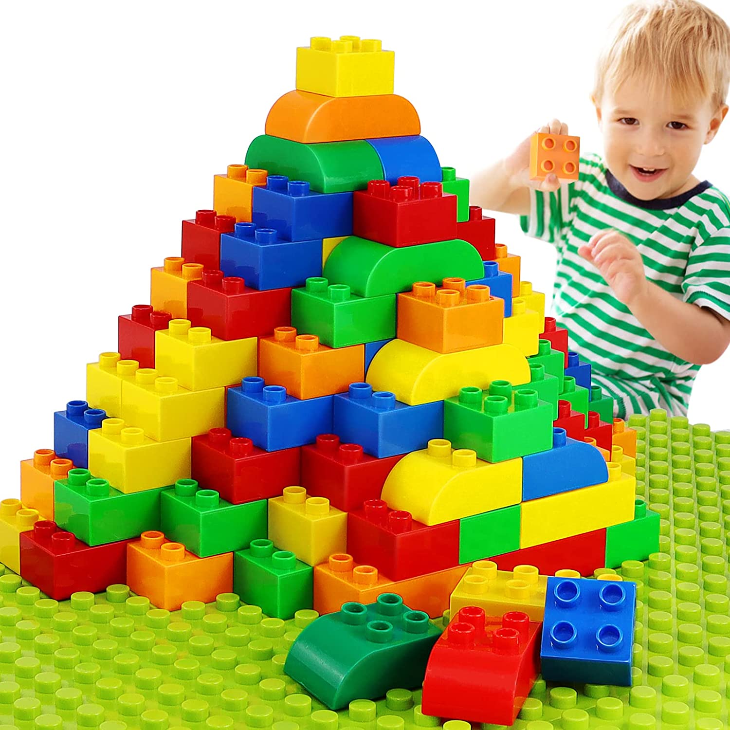 Madzee 109 Pack Foam Brick Building Blocks for Kids, Builders Set