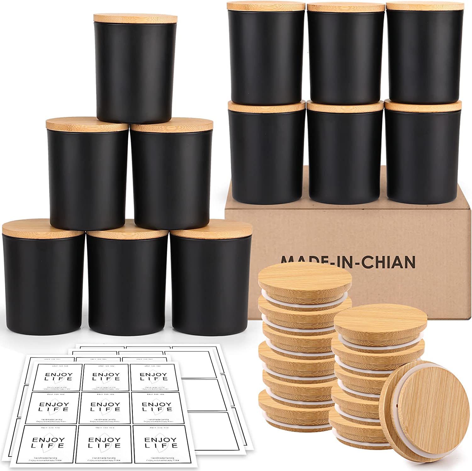 24 Pieces 4 Oz Black Candle Tins,4oz Candle Jars Candle Containers