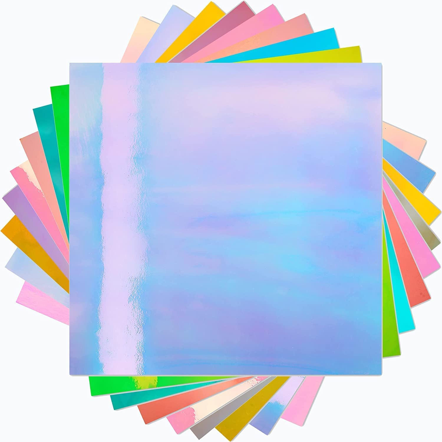 Kassa Permanent Holographic Vinyl Sheets 10 Pack 12 X 12 Inch Opal
